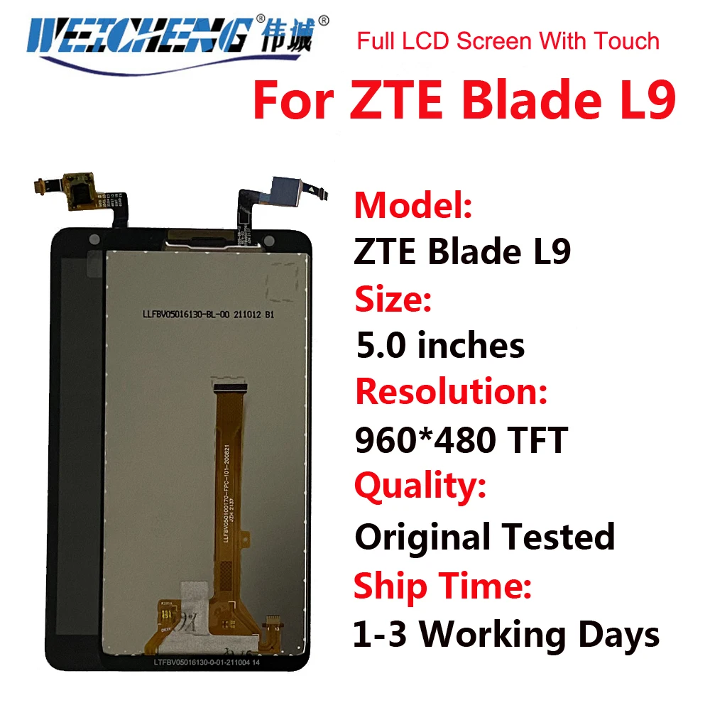 

LCD Display For ZTE Blade L9 LCD Display Touch Screen Digitizer Sensor For ZTE L9 LCDs Assembly Mobile Tools 3M Glue