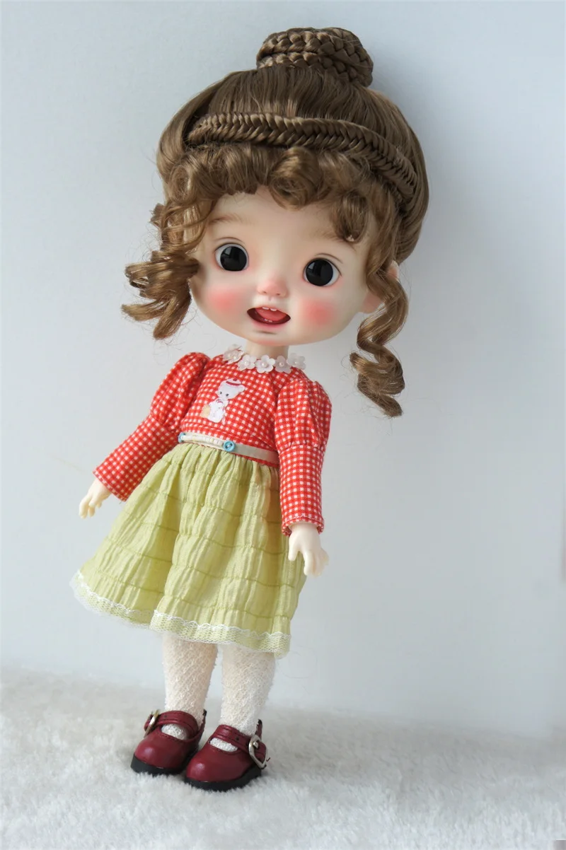 JD166 Pretty Ballet BJD Synthetic Mohair Wig For Size 10-11inch Head Circumference 26-28CM Hair Popular 18"AG Doll Accessories