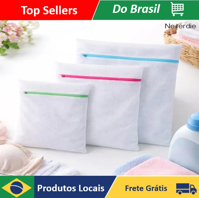 Kit com 3 Sacos para lavar roupas (P, M, G) Protetor De Lingerie - Neverdie Store