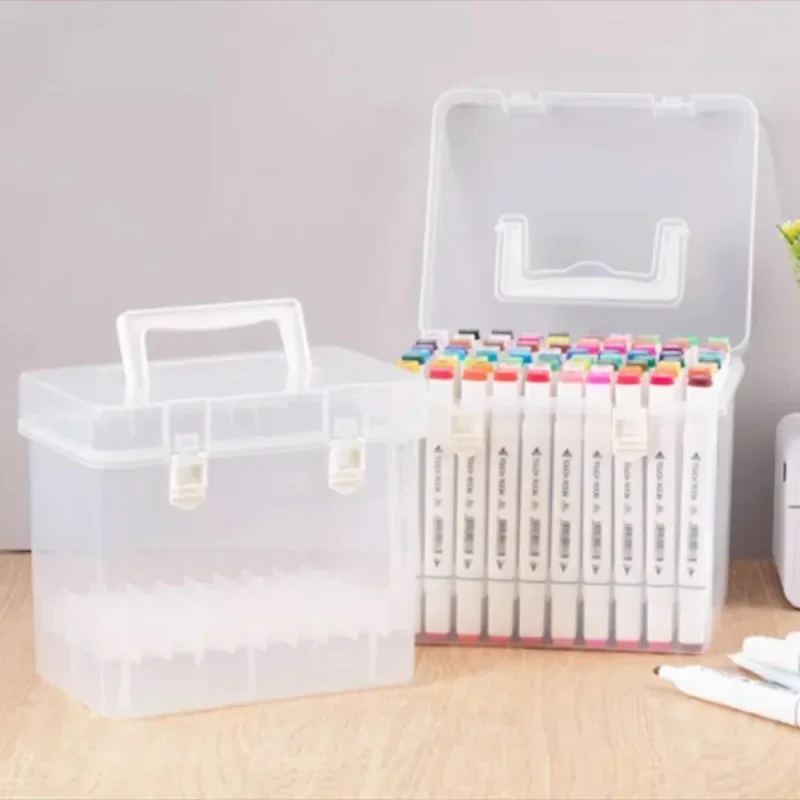 Boîte de rangement de marqueurs portables 48/60/80/120 couleurs, seau de rangement pour stylos à dessin aquarelle pour étudiants en Art, fournitures de papeterie scolaire