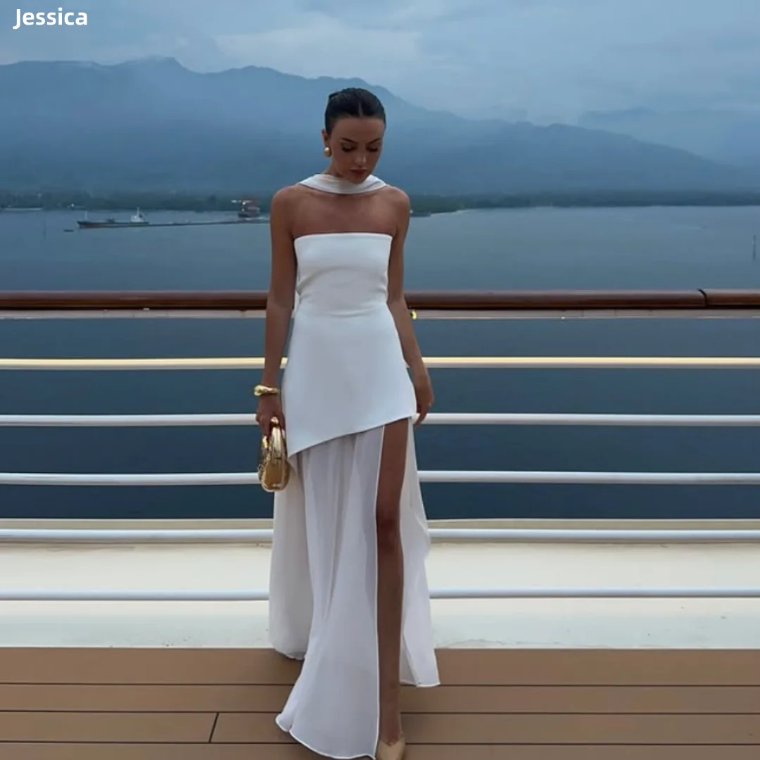 

Jessica White Evening Dresses Elegant Off-shoulder Prom Dresses Mermaid Elegant Ladies Formal Vestidos De Fiesta Customized
