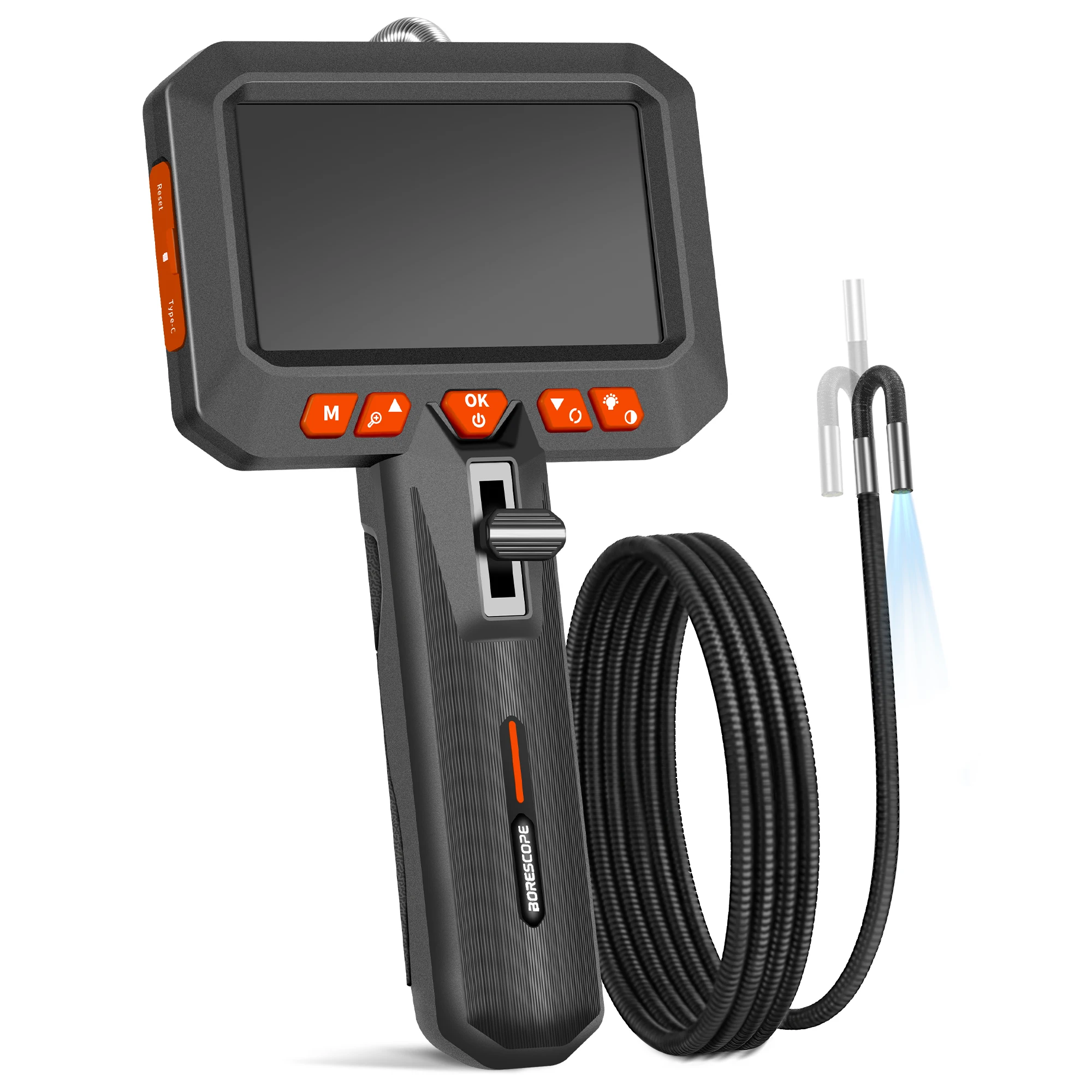1080P HD Two-Way Articulating Industrial Endoscope Camera, Steering Borescope with Light for Automotive Engine HVAC, 1m 3.3ft
