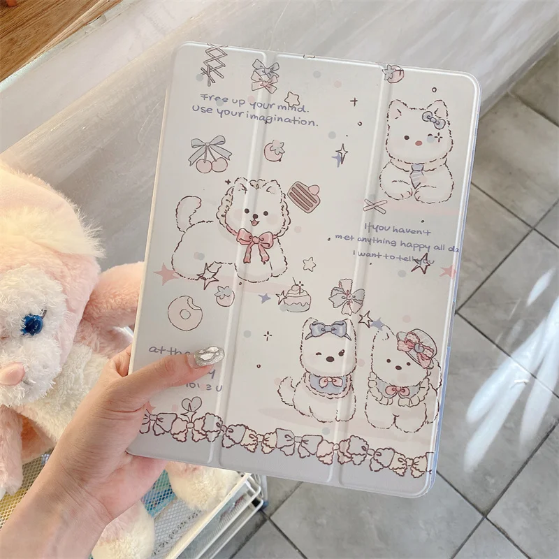 Cute Puppy Case for Apple iPad Air 2024 13 inch Pro 11 12.9 inch Air 5/4 10.9 10th 7/8/9 10.2 10.5\'\' Mini 6 Cover with Pen Slot