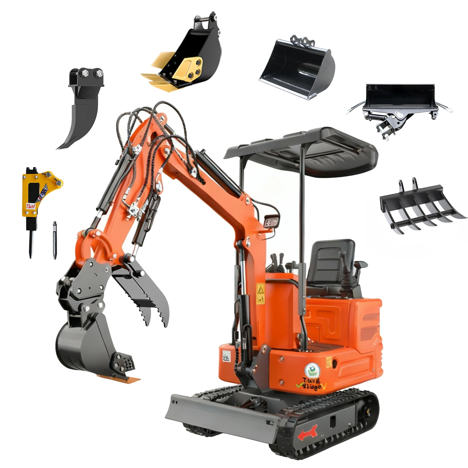 ATTACHXPRO Mini Excavator Household,13.5 HP Garden Small Crawler Excavator Construction Machinery Tools,Affordable Machine Free