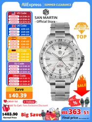 San Martin New 39mm Desert Texture Luxury Men Business Dress GMT Watch NH34 Automatic Mechanical Waterproof 100m Luminous SN0129