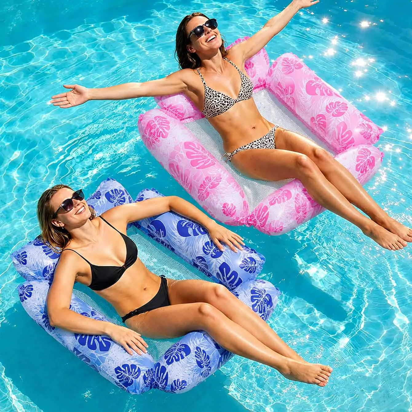 1PC Inflatable Pool Floats Adult, 4-in-1 Multi-Purpose Pool Float Rafts Water Hammock, Pool Floaties Swimming Pool Lake Beach