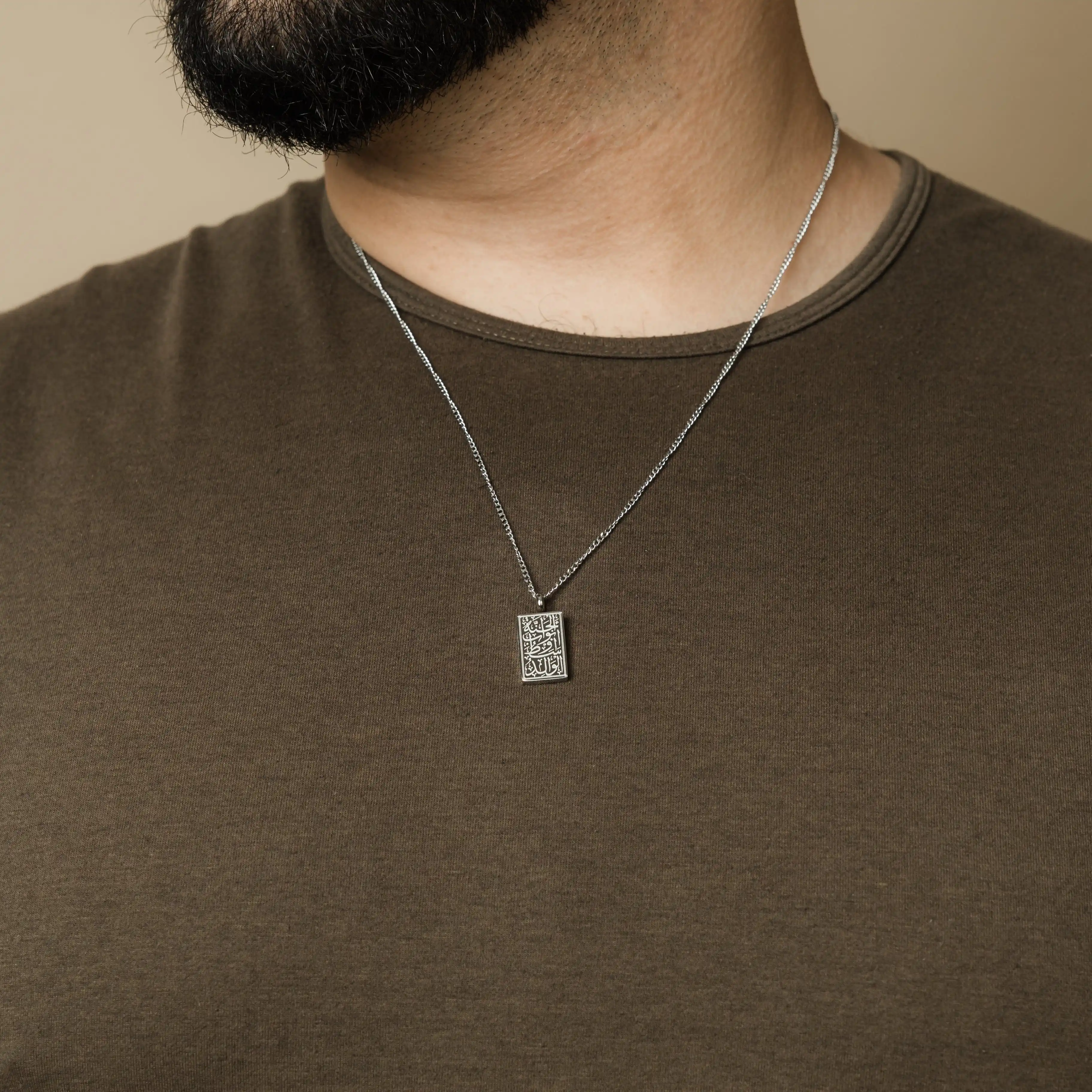 Heaven's Gate Cube Mono Corrosion Men's Necklace Personalized Islam Muslim Souvenir Gift Simple Best Birthday Gift For Boys