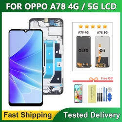 Dla OPPO A78 5G CPH2483 CPH2495 wyświetlacz LCD montaż digitizera ekranu dotykowego z ramką do OPPO A78 4G CPH2565 LCD OLED