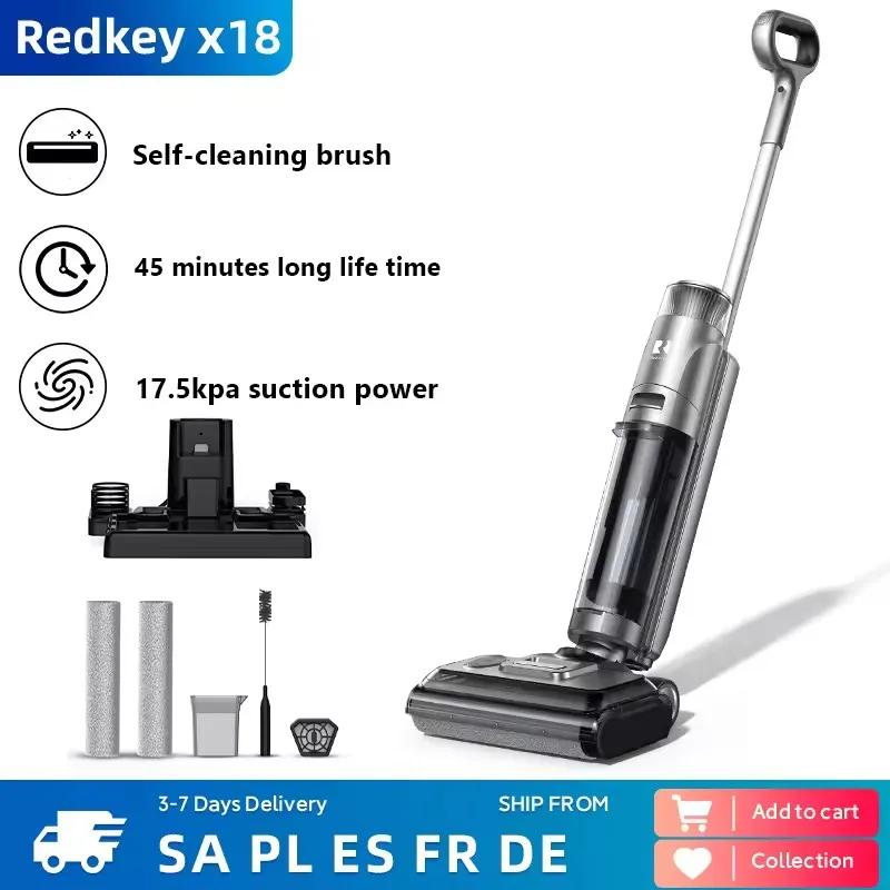 W13 Wireless Wet Dry Vacuum Cleaner Multi-Surface Smart Cordless Mop Floor Washer Handheld Household Self-Cleaning