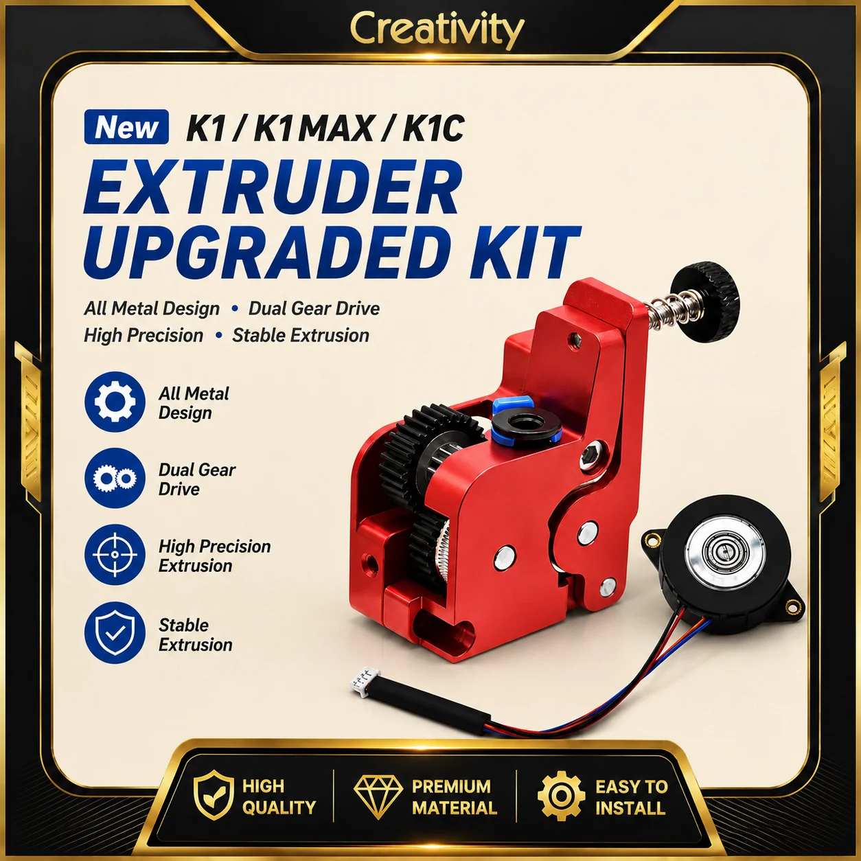 Neue K1/K1MAX/K1C Extruder Verbesserte KIT Teile Alle Metall Design Extruder Dual Gear Drive Extrusion Schrittmotor 1,8 Kein Motor