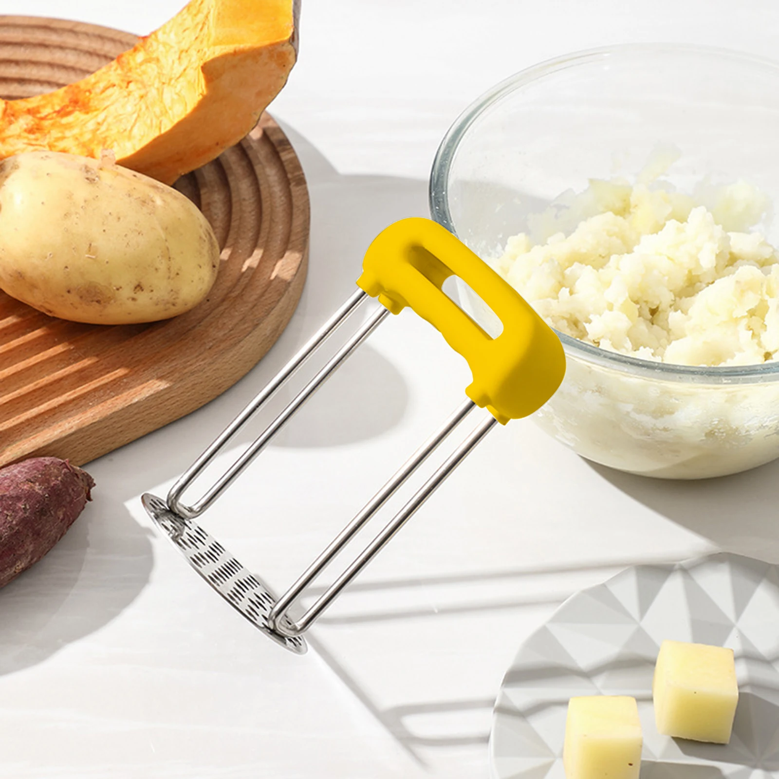 أداة مطبخ صغيرة محمولة لمهراسة البطاطس اليدوية لأطعمة الأطفال وخبز الفاكهة - ملحق فعال لضغط البطاطس