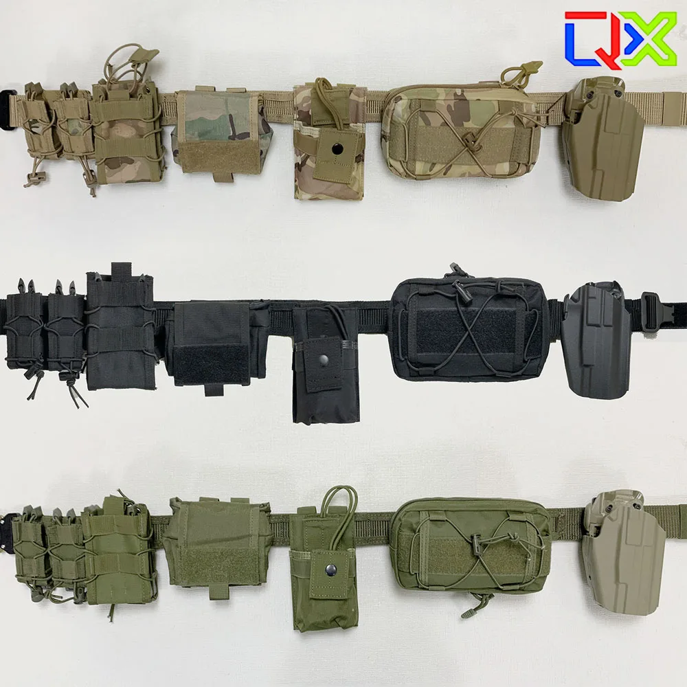 QX Tactical Belt Set Heavy Duty Nylon MOLLE Combat Waistband Multi-Purpose Modular Design Military Training Equipment