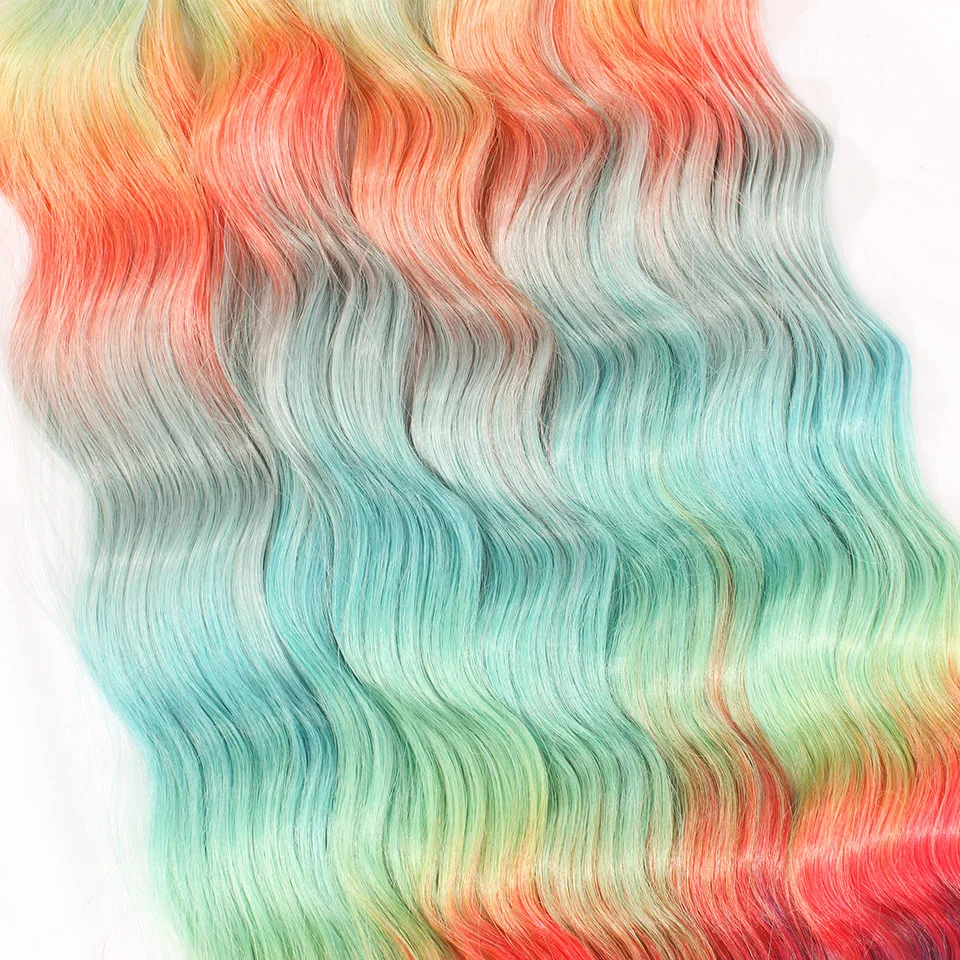 Xtressence 300 جرام 3 قطعة 22 "طويل عميق متموج الكروشيه الشعر كروشيه اصطناعي الضفائر أومبير برتقالي أحمر قوس قزح تجديل وصلات شعر