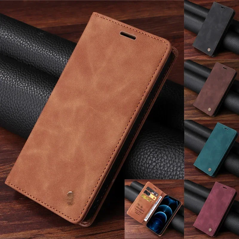 Retro Matte Flip Wallet Case para Xiaomi, Solid Colors Phone Cover, Luxo, Redmi Note 13 Pro, 4G,