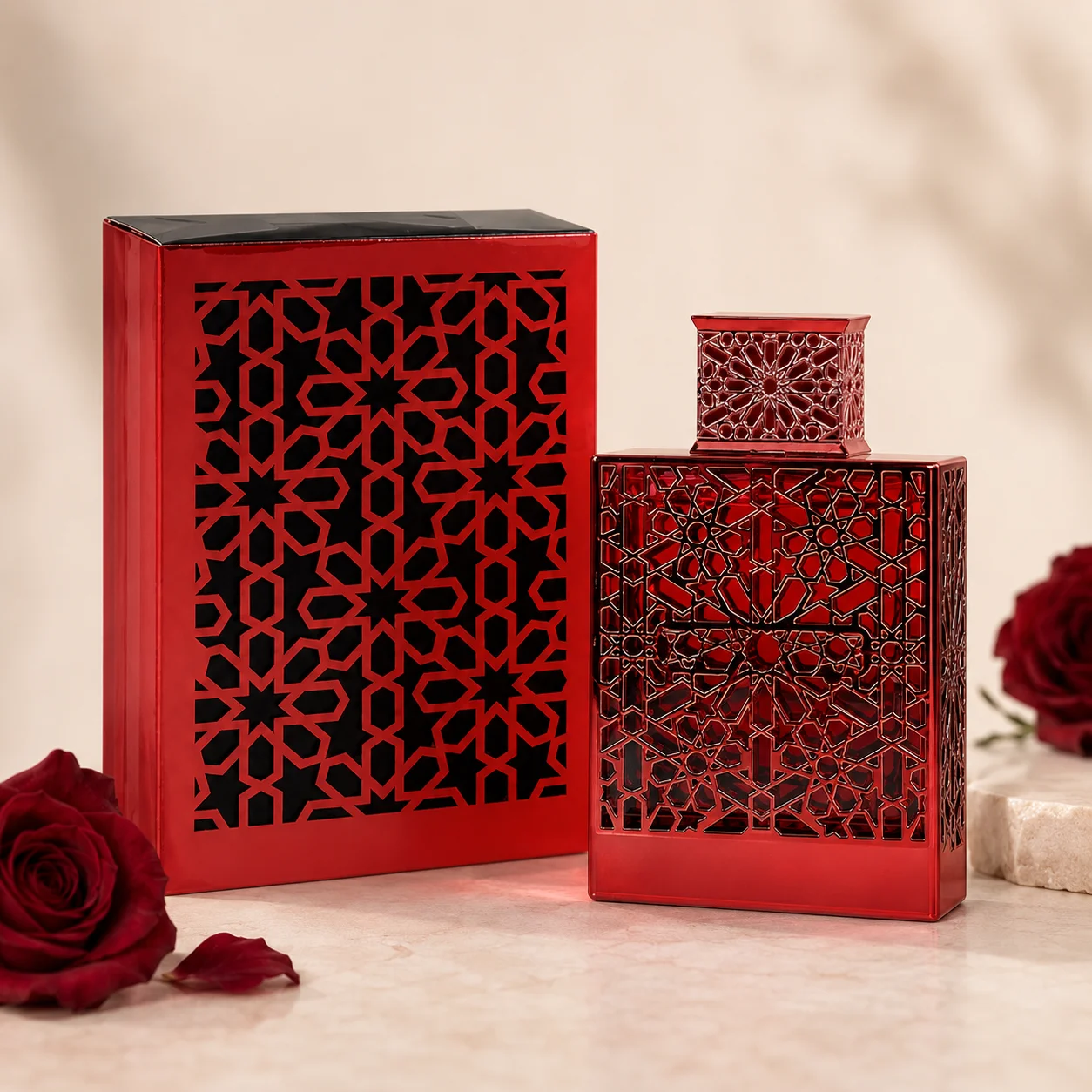 Fragrance Perfume Usa - Rayhaan Crimson Red Hollow Carved Geometric
