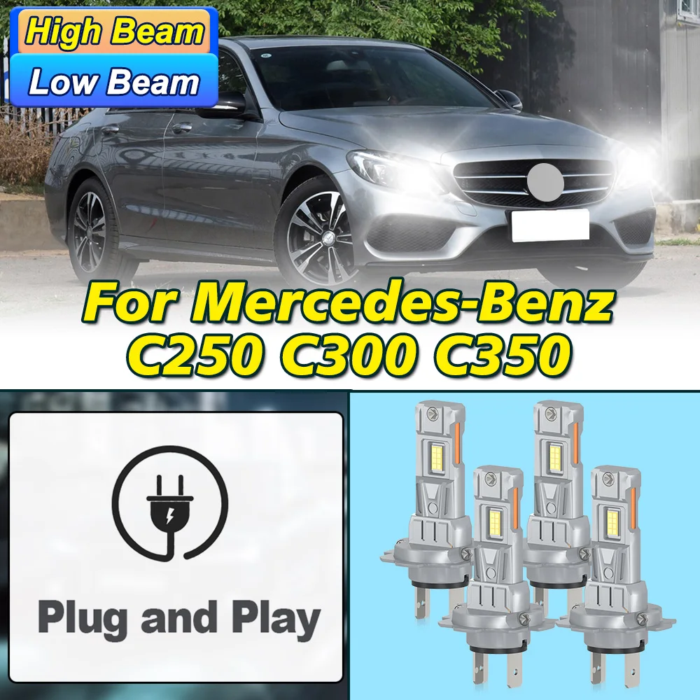 

4 шт. для Mercedes-Benz C250 C300 C350 H7 дальнего ближнего света 1: 1 дизайнерская вилка быстро распространяемая тепловая вилка и игра