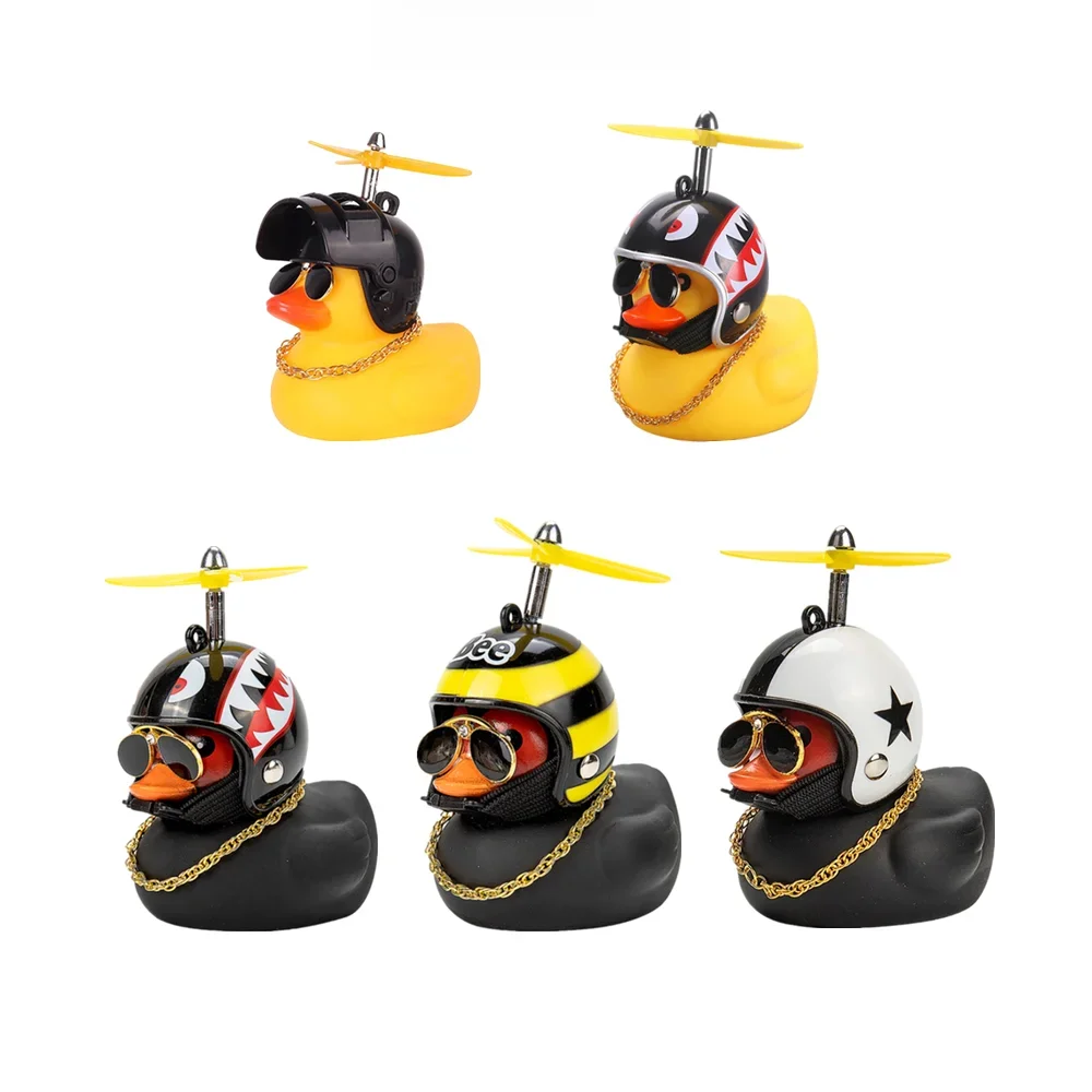 AliExpress Car Gift Duck With Helmet Broken Wind Pendant Small Yellow Duck Road Bike Motor Helmet Riding Cycling Accessories Without Lights