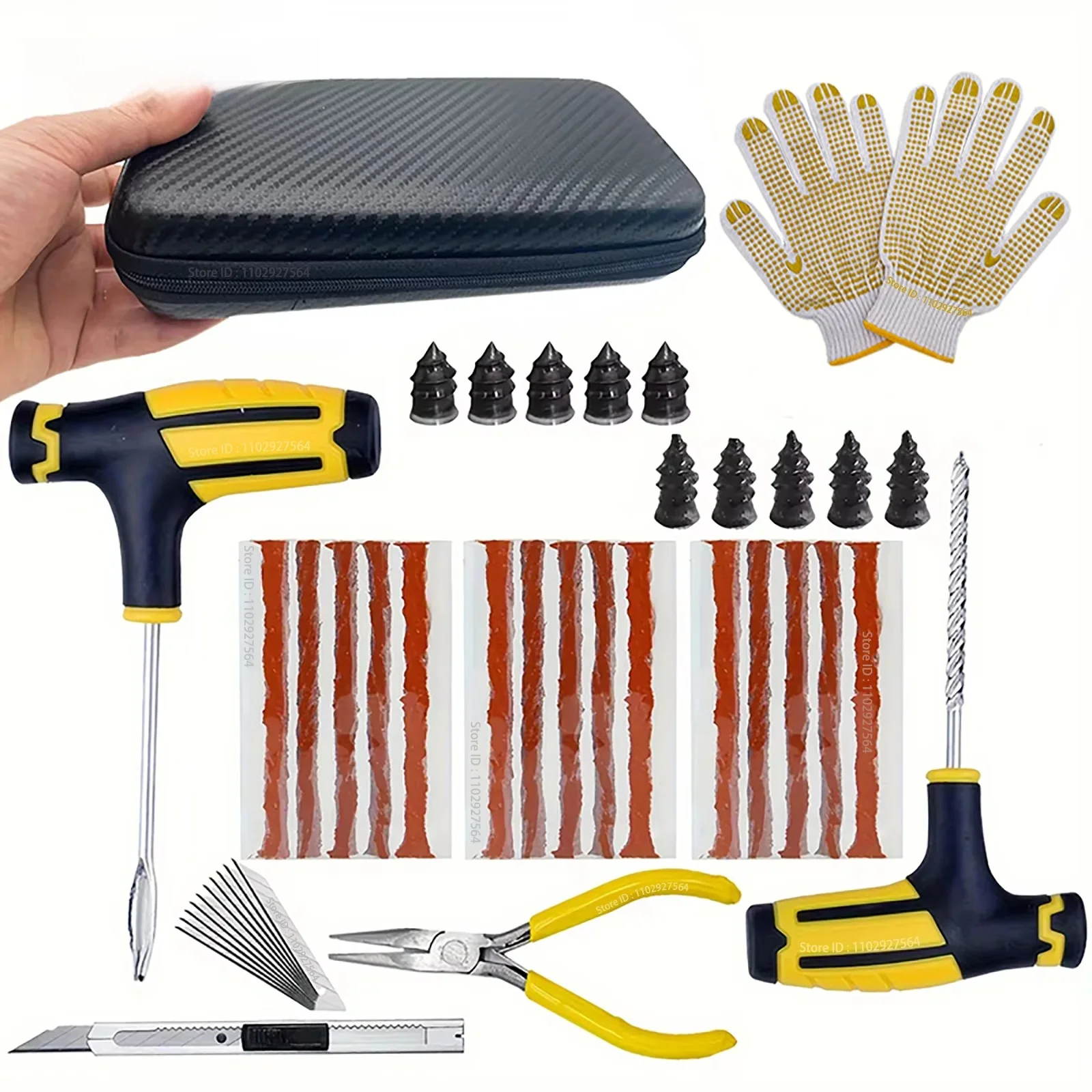 ZFOUEK Autoreifen-Reparatur-Set, Punktionsstopfen, Werkzeuge, Reifenpunktion, Notfall, für Reifenstreifen, Rühren, Kleber, Reparatur-Werkzeug-Set