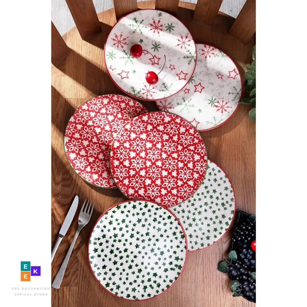 Special Design Handmade 21cm Black Cake Plate Set  andr ed patterned Black Series Kitchen products, women's daily use plates