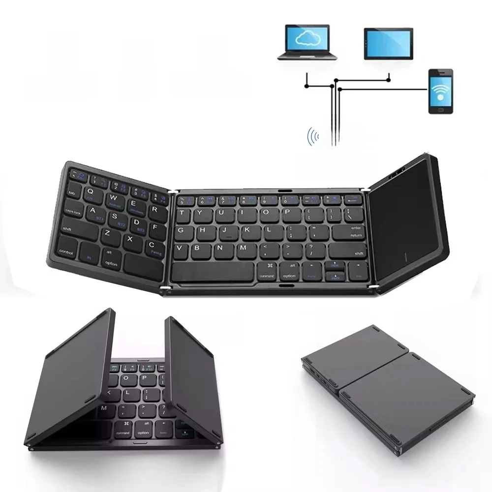 Mini klawiatura Bezprzewodowa składana klawiatura Składana klawiatura Bluetooth z touchpadem dla systemu Windows Android iPad Telefon PC z możliwością ładowania — zdjęcie produktu 7