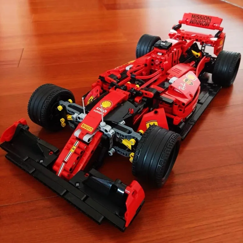 Aplikacja techniczna symulacja zdalnego sterowania samochodowe klocki budowlane wyścigowego F1 zabawkowe modele samochodów sporty wyścigowe prędkości cegły dla Kid MOC — 2