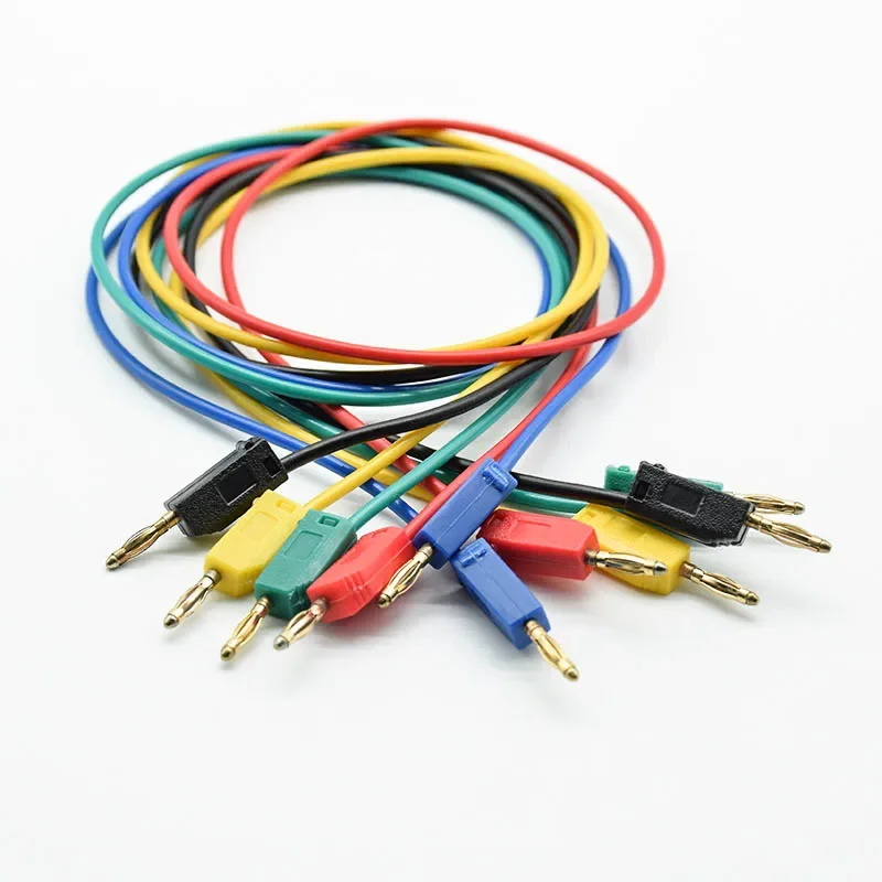 2 szt. 2mm przewód testowy linia K2 złącze wtykowe bananowe ogon lutowniczy składany kabel eksperymentalny do układania w stosy pozłacana czysta miedź 50cm — zdjęcie 2