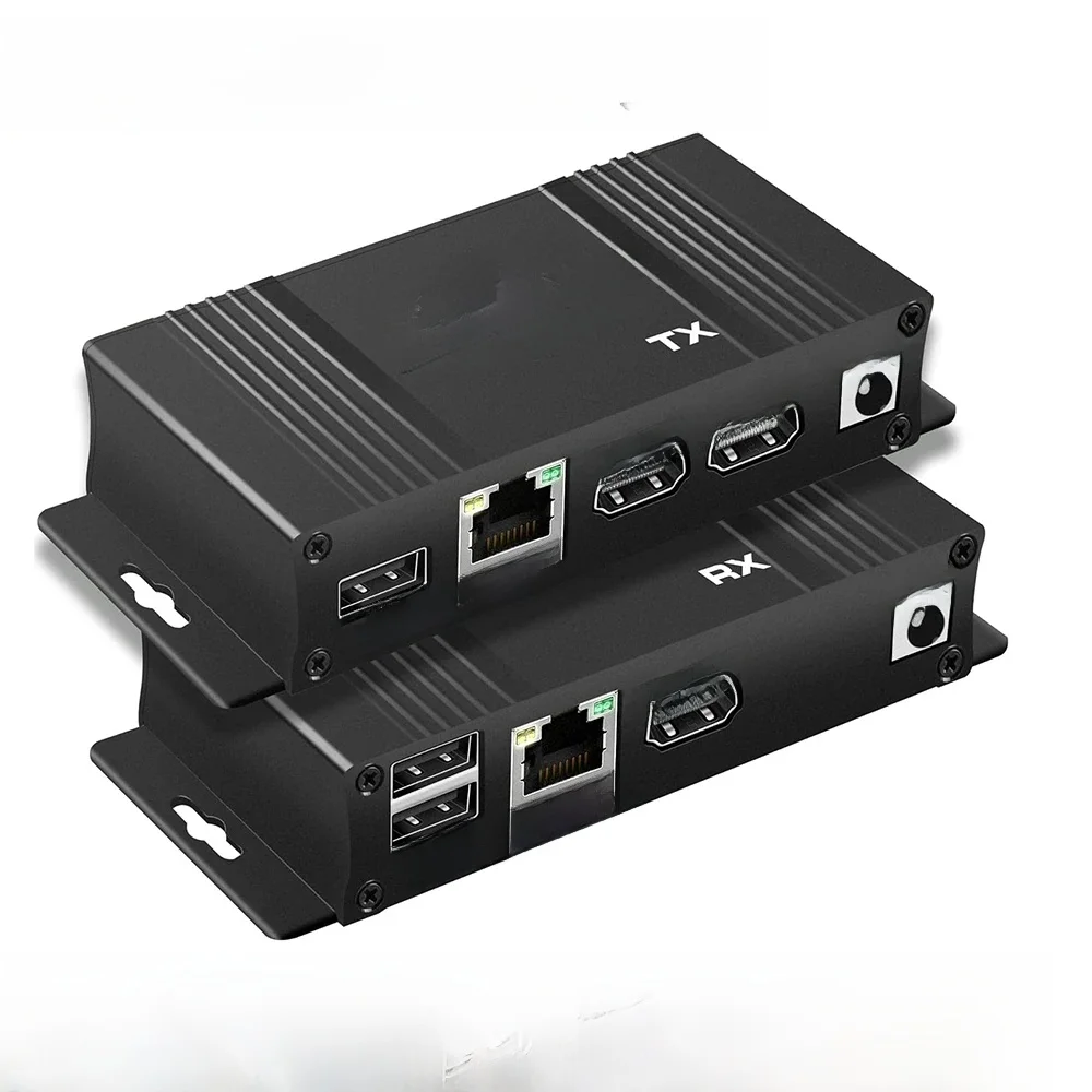 HDMI KVM Extender Over Cat5e/6 Kabel tot 50M USB 2.0 KVM HDMI Extender met HDMI Loop Out voor PC Laptop Monitor 1080P & POC - afbeelding 2