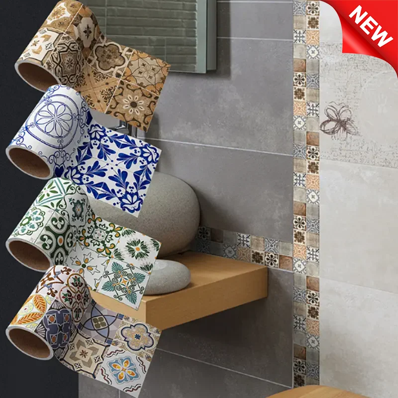 1 Roll of Retro Wall Sticker Self-Adhesive PVC Skirting Board Wall Waistline TV Background Wall Frame Decorative Sticker