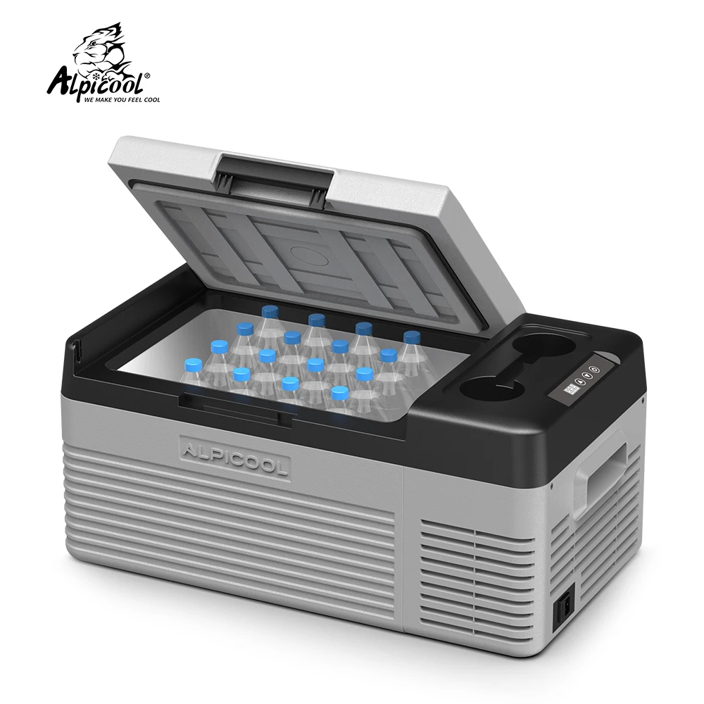 Alpicool CL15 15L Auto-Kühlschrank 12V Kompressor-Kühlbox Mini-Gefrierschrank 12/24V DC 100-240V AC Tragbarer Kühler für Camping und Reisen
