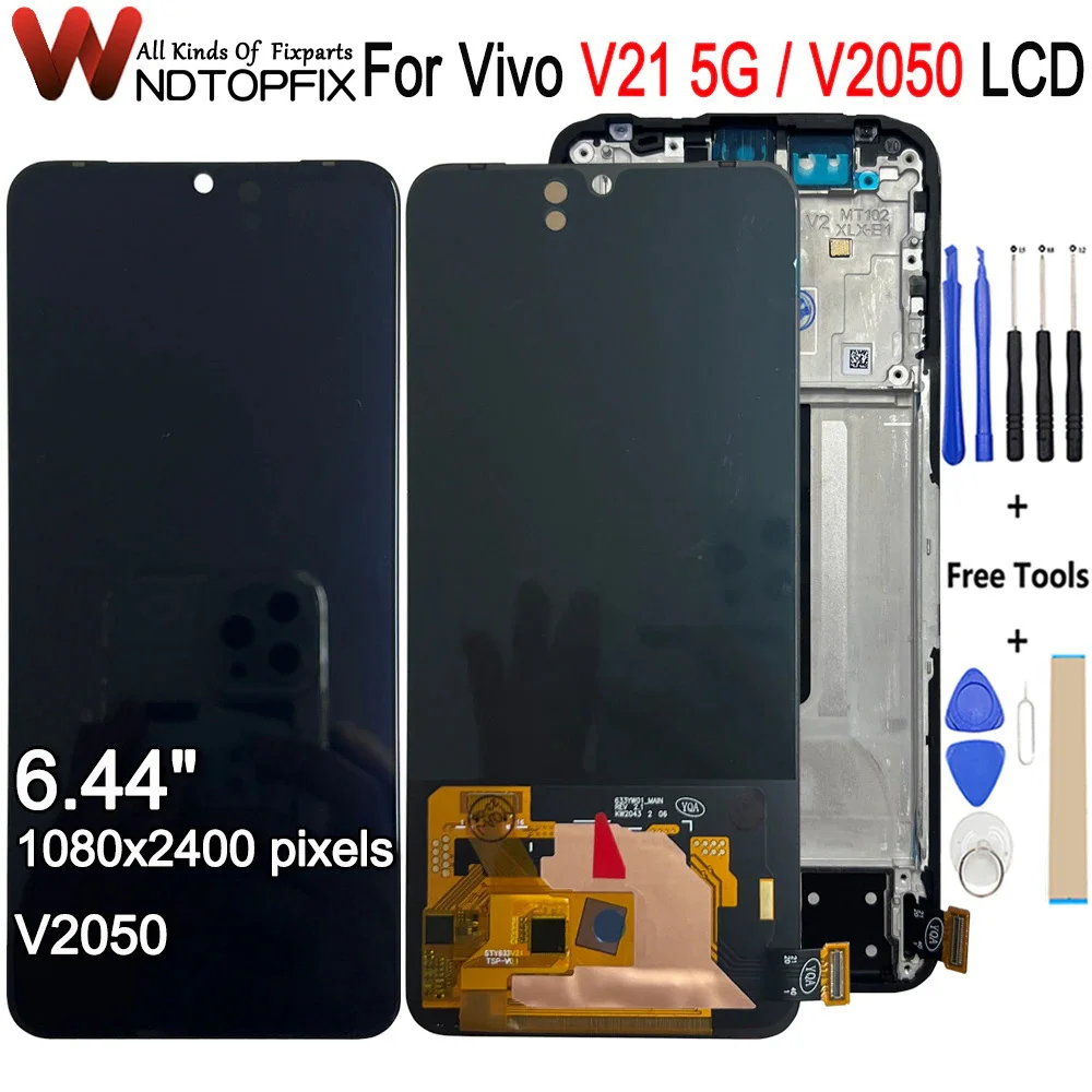 

OLED For Oppo Vivo V21 5G LCD V2050 Display Touch Screen Digitizer Assembly Replace 6.44" For Vivo V21 5G LCD Screen Repairtment