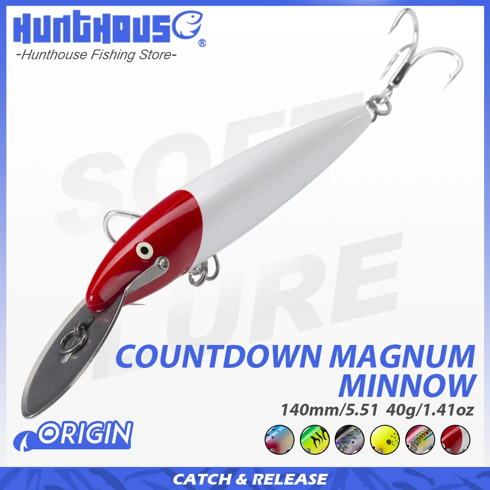 

Hunthouse Countdown Magnum Sinking Minnow Fishing Lure 140mm 40g Saltwater Hard Bait for blues tarpon tuna wahoo Tackle