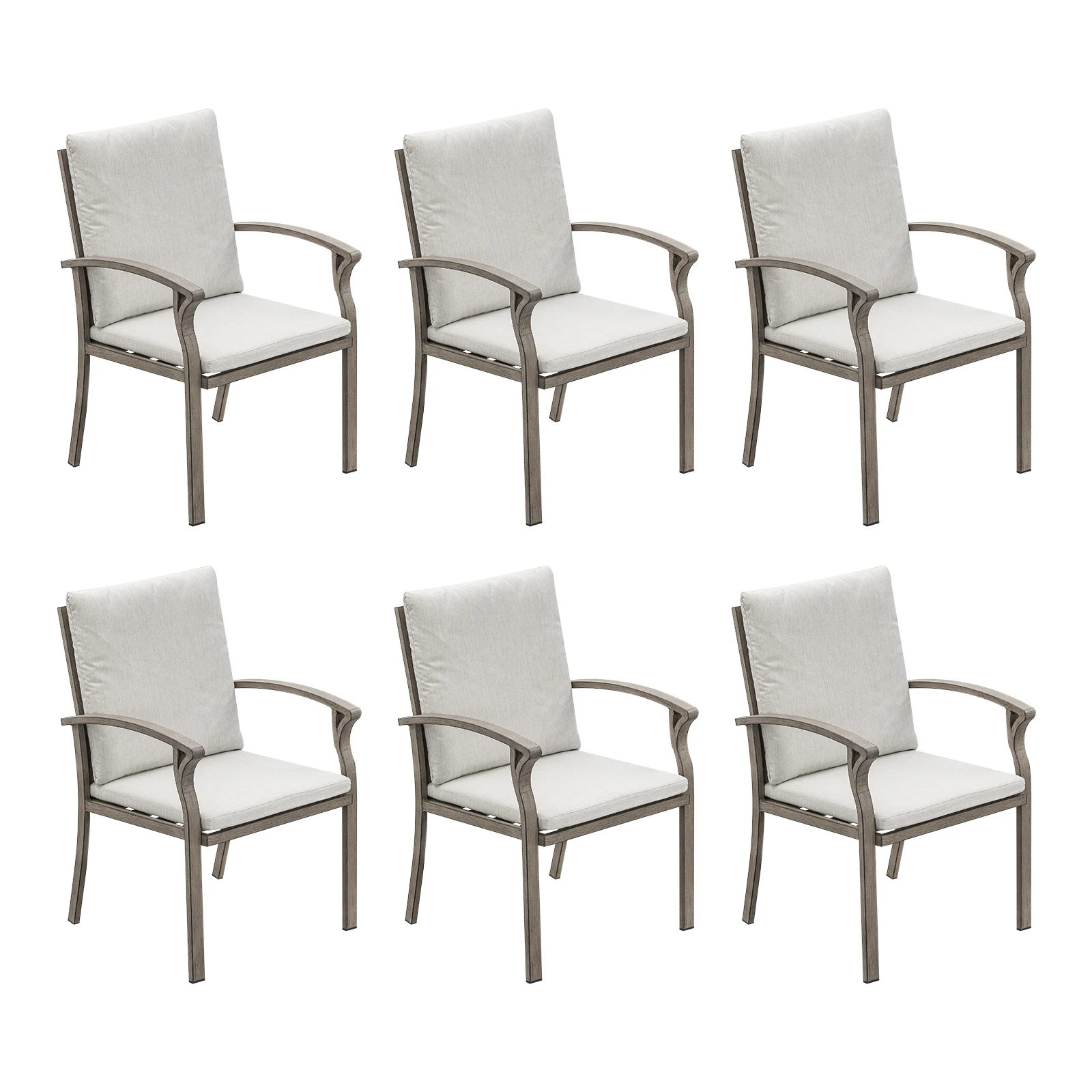 

Набор обеденных стульев SeeHill из 6 шт., алюминиевые стулья для патио с подушками, уличная мебель для террасы, сада, заднего двора, бассейна