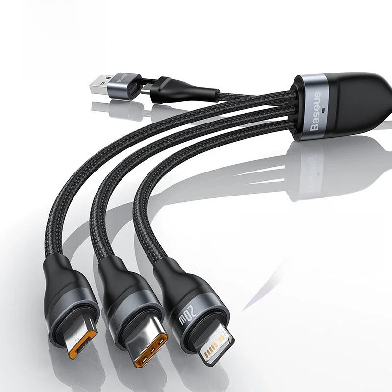 Baseus 3 W 1 kabel USB C do iPhone 15 14 13 Pro 11 XR kabel do ładowarki 100W kabel Micro USB typu C do Macbook Pro Samsung Xiaomi — zdjęcie produktu 7