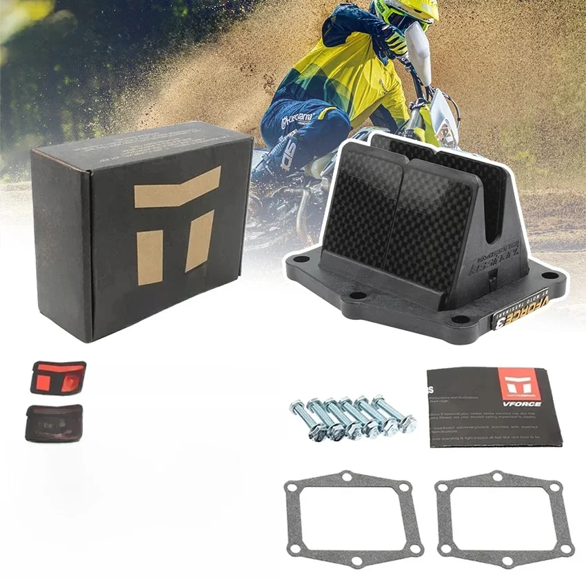 Motocyklowy zestaw zaworu dolotowego z włókna węglowego Vforce 3 V305A do HONDA CR250R 1986-2001 Block CR 250 MX Racing Reed Valve System — zdjęcie 2