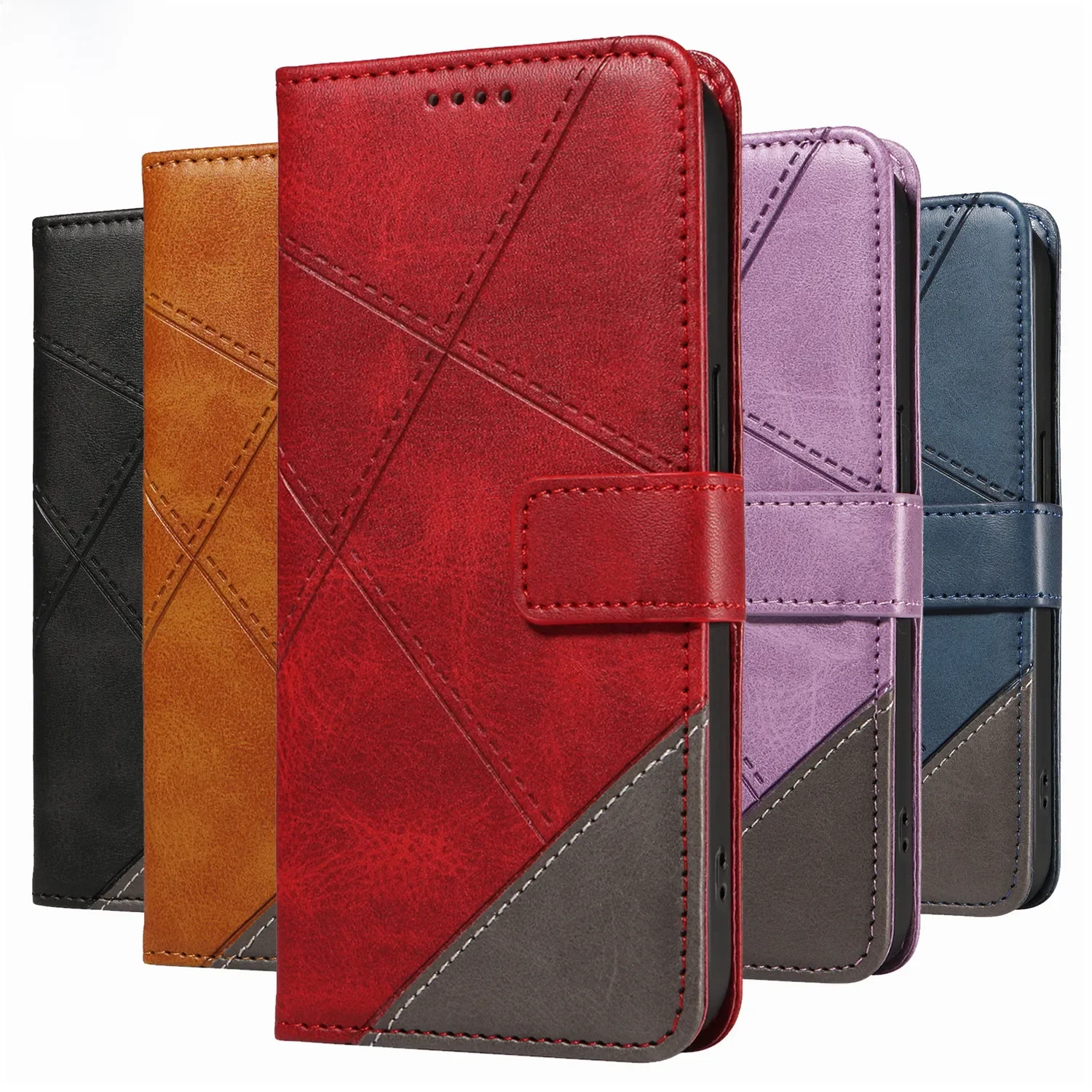 Etui z klapką z ekoskóry PU do Samsung Galaxy S7 Edge S8 S9 S10E S20 Plus S21 S22 S23 FE S24 S25 S26 Ultra, magnetyczne etui portfelowe z podstawką — zdjęcie produktu 7