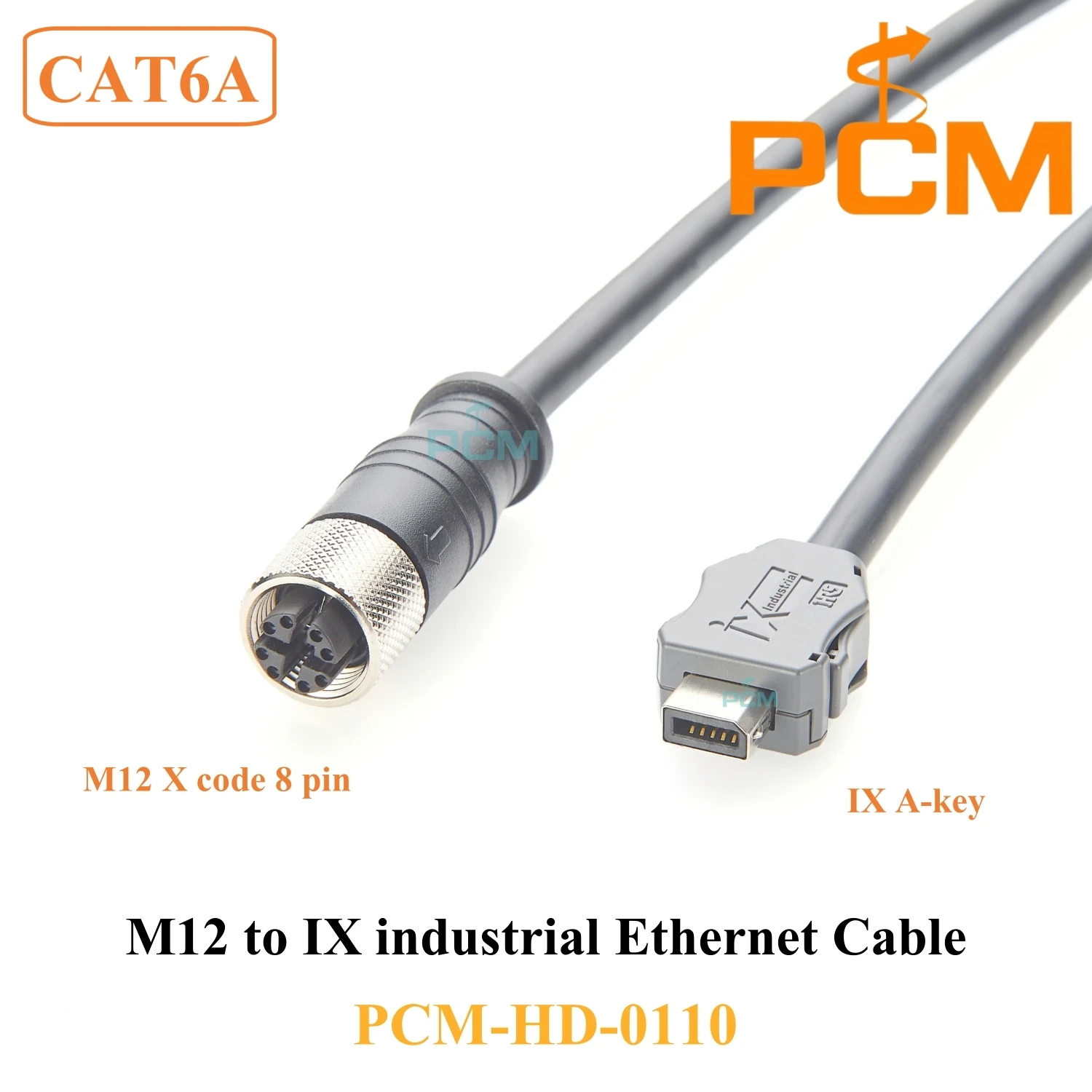 CAT6A IX Industrial Ethernet Cable, IX A Key to M12 X-Code 8 Pin Female Cable, Compatible with Harting IX Series Cable