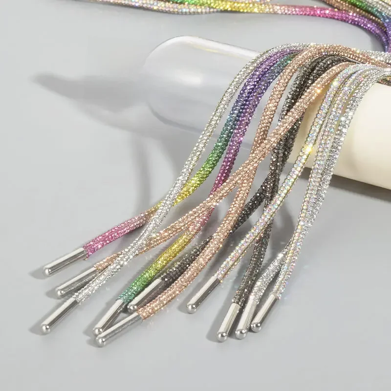 1 pièces arc-en-ciel diamant lacets de luxe strass lacets de chaussures baskets lacets chaussures lacet rond 100/120/140/160CM bricolage cordes
