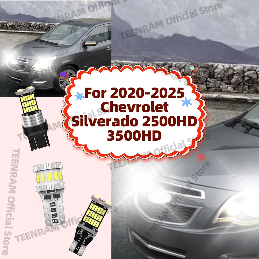 2x LED 6000K Reverse Backup Back Up Lamp 12V License Plate Lights For 2020 2021 2022 2023-2025 Chevrolet Silverado 2500HD 3500HD
