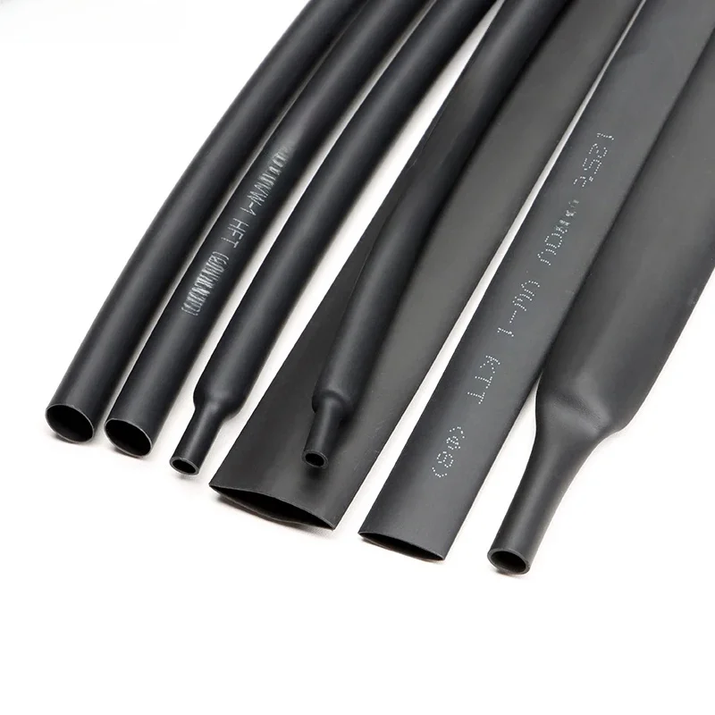 Tube thermorétractable 1 ~ 10m, 2:1, diamètre noir 0.6mm ~ 80mm, gaine de Tube, bricolage, réparation de fil, protecteur de câble