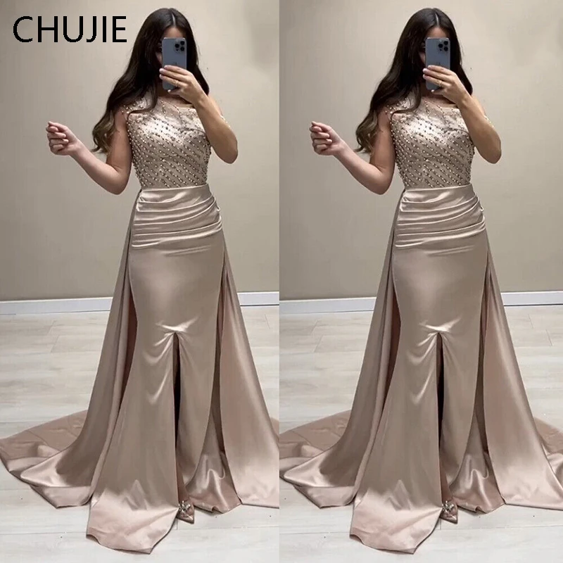 Een Schouder Vrouwen Avondjurk Galajurken Kralen Pailletten Zeemeermin Afneembare Bruiloft Celebrity Jurken Lace Up Party Gown