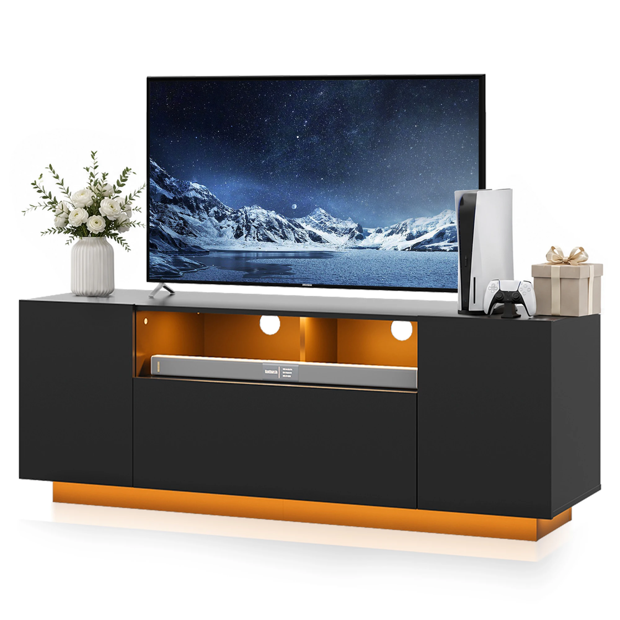 Gaming Console Entertainment Center - Meuble TV avec éclairage LED et