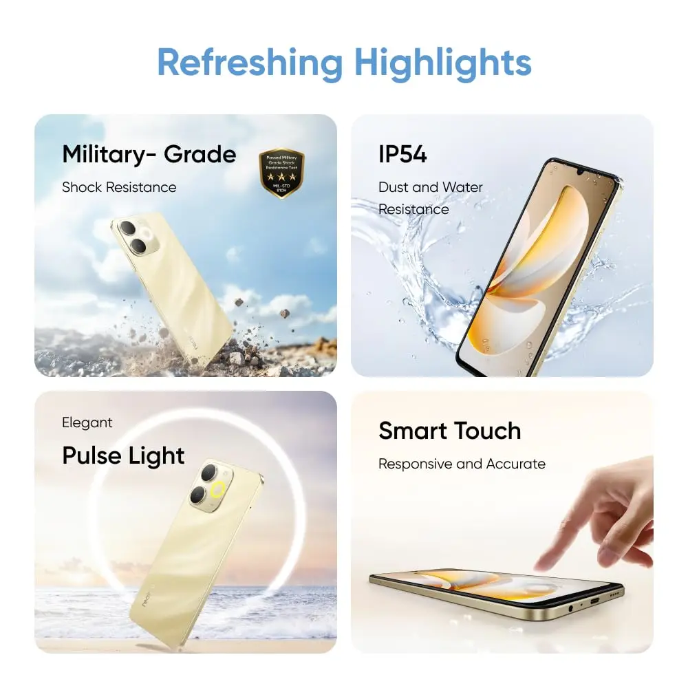 Versión Global realme Note 70T AI Smartphone 6,75 pulgadas 90Hz pantalla 6000mAh batería 13MP Al cámara octa-core Chipset IP54 5