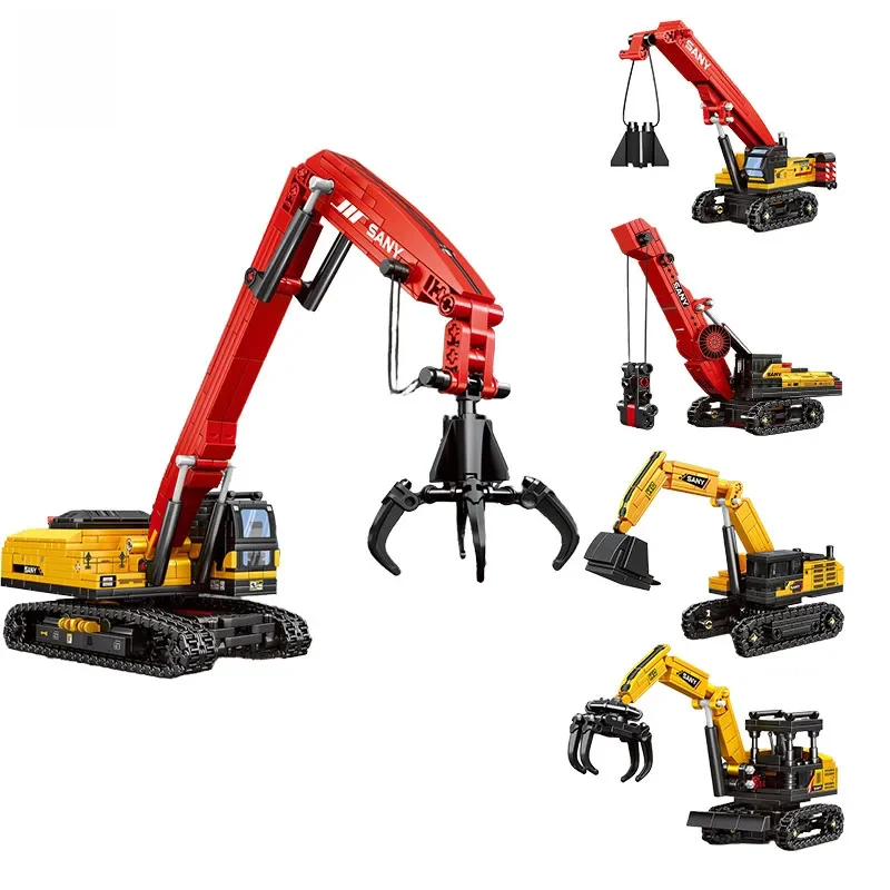 Sembo 4in1 Grijpmachine Assemblage Bouwstenen Kits Moc Graafmachine Truck Model Bakstenen Auto Constructie Set Jongens Speelgoed Cadeau - afbeelding 2