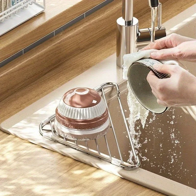 1PCS 304 Edelstahl Ablassen Rack Seife Halter Küche Waschen Tasse Organizer Dreieck Waschbecken Regal Bad Zubehör