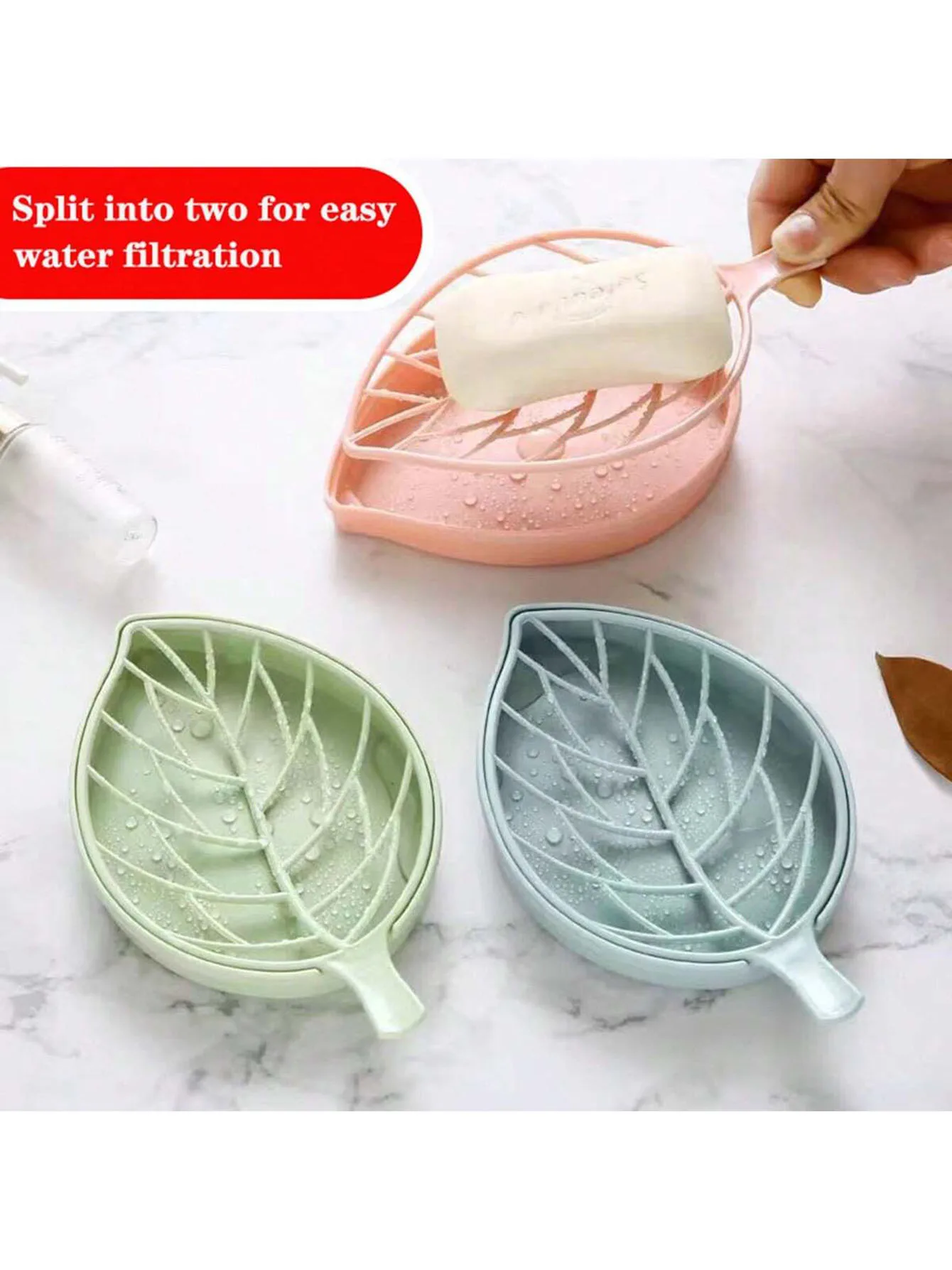 Creative Leaf Shaped Soap Holder For Bathroom Sink Soap Dish Tray With Drainage