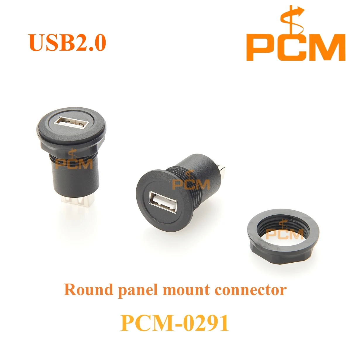 USB 2.0 round panel mounting connector,USB A female to female adapter,for chassis and faceplates mount,compatible with Schlegel