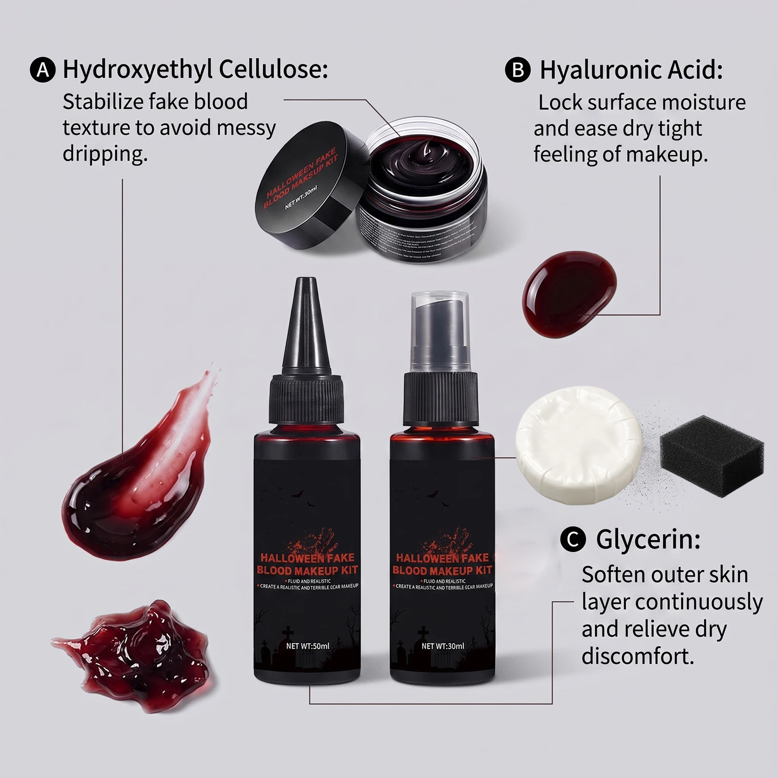 1 Set Riasan Darah Palsu Hallo - Cosplay Prop Paint ulasan dan harga