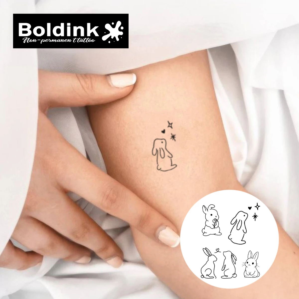 Rabbits Temporary Tattoo,Lasts To 15 Days New Technology Magic Waterproof Semi Permanent Sticker.