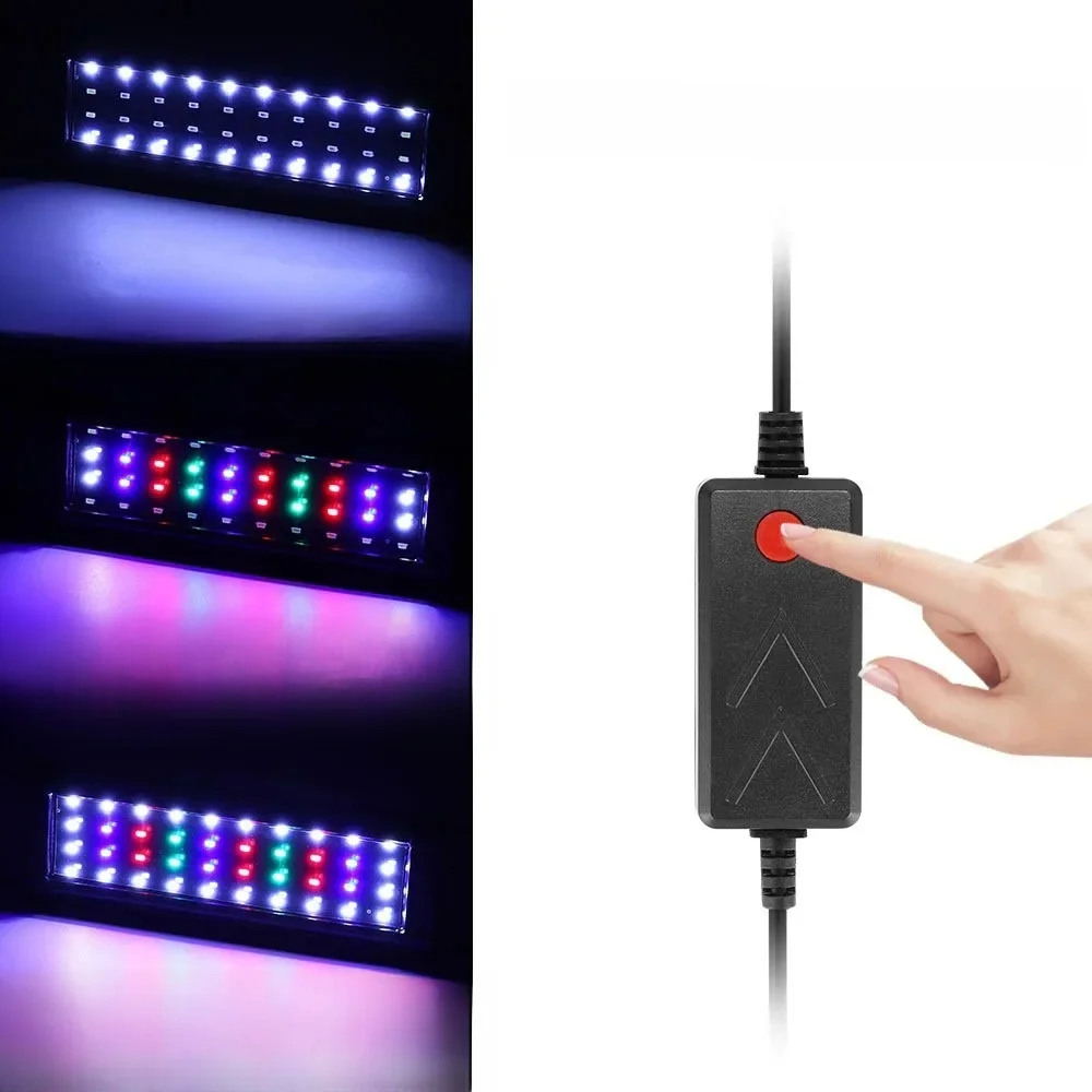31-120cm Akwarium LED Light Super Slim Fish Tank Aquatic Plant Grow Lighting Wodoodporna jasna lampa z klipsem RGB LED do akwarium — zdjęcie 2