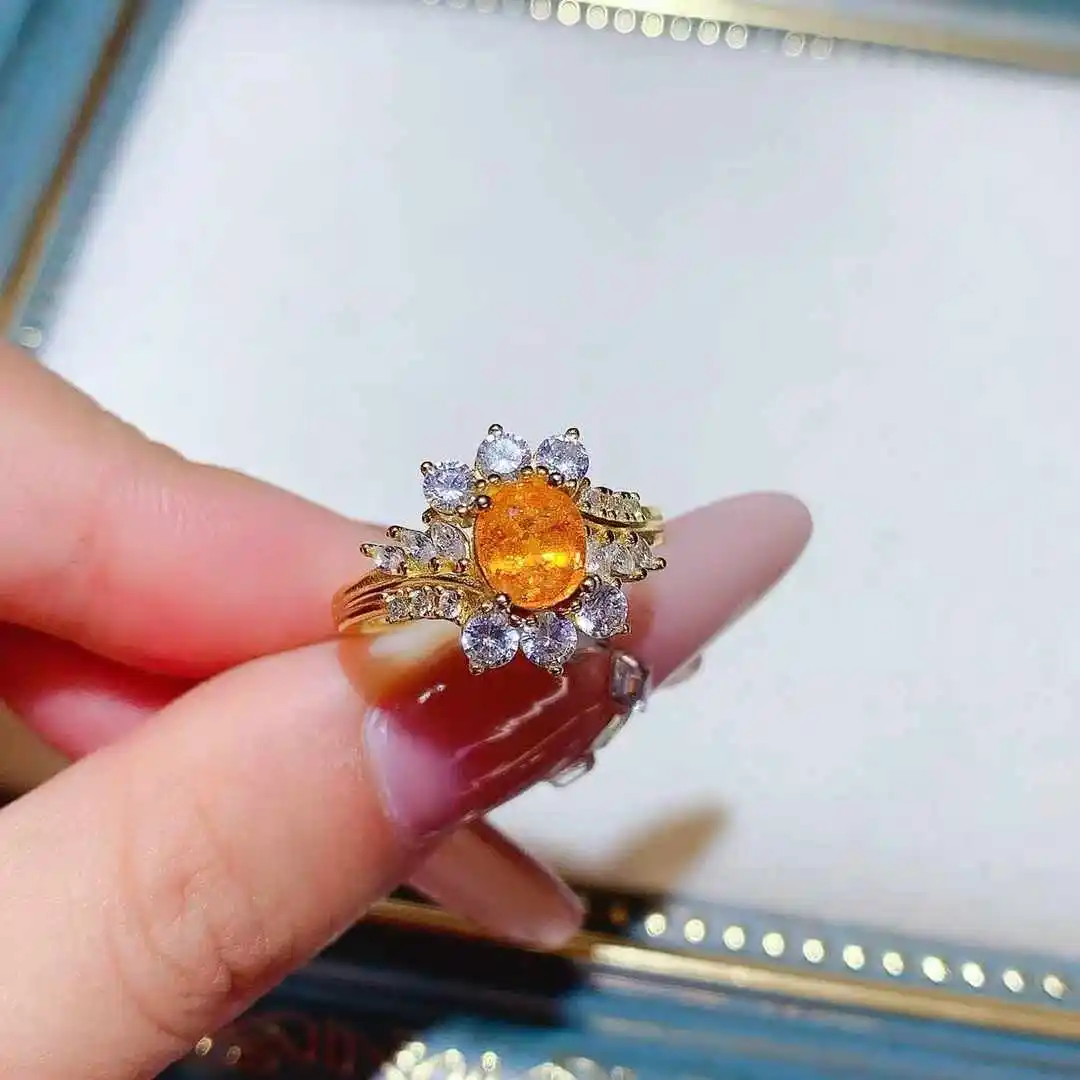 KJJEAXCMY Natural Gemstone Women's Luxury Top Pure Body Fanta Garnet Ring Pendant New 925 Pure Silver Inlay Gift for Girlfriend